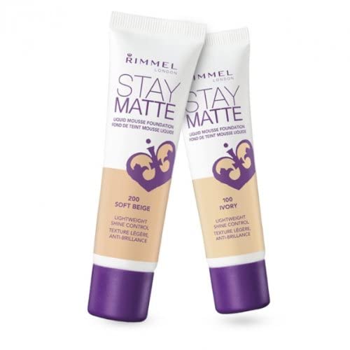 Rimmel London Stay Matte Liquid Mousse - 203 True Beige - Foundation, Lightweight, Shine Control, Oil-Free, 1oz