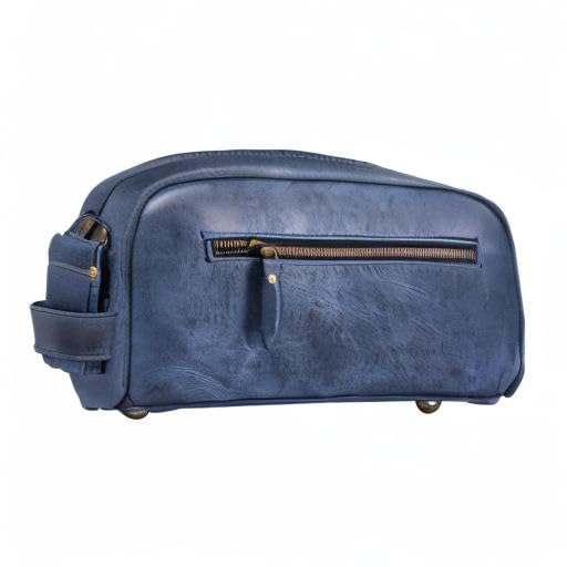 10" Premium Leather Toiletry Travel Pouch With Waterproof Lining Black Color | King-Size Handcrafted Vintage Shaving Kit By Aaron Leather Goods