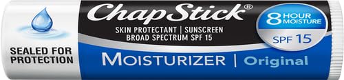 ChapStick Moisturizer Original Lip Balm Tube, SPF 15 and Skin Protectant - 0.15 Oz