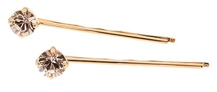 L. Erickson Little Gem Bobby Pin Pair - Crystal/Gold