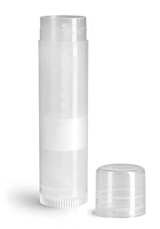 144 Natural Plastic Empty Lip Balm Tubes with Natural Friction Fit Caps by SKS Bottle & Packaging, 0.15 oz tubes - Bulk Lip Balm Containers for DIY Lip Care, Lip Balm Making, and Lip Balm Crafting