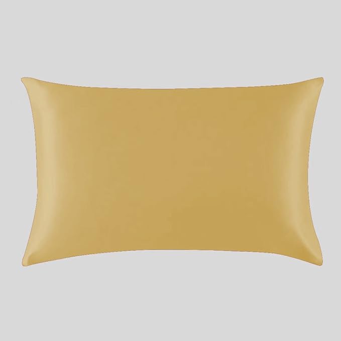 25 Momme Premium Mulberry Silk Pillowcase for Hair and Skin | Handcrafted Hypoallergenic & Anti-Acne Silk Pillow Cases with Zipper | King - 20" x 36", Golden Honey