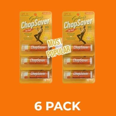 Goslings Original ChopSaver SPF 15 Lip Care, All Natural Lip Balm with SPF, Chapstick for Musicians and More, Effective Relief for Dry, Cracked Lips and Skin, Made in USA, 0.15 Oz (Pack of 6)
