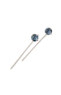 L. Erickson Little Gem Bobby Pin Pair - Denim Blue/Silver