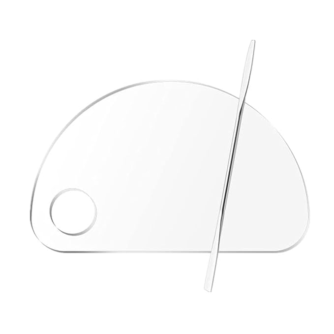 Set of 2 Semicircle Acrylic Makeup Palette and Metal Spatula Acrylic Cosmetic Palette Cosmetic Artist Palette Mixing Palette with Spatula Nail Art Eye Shadow Lipsticks Mixing Makeup Tools