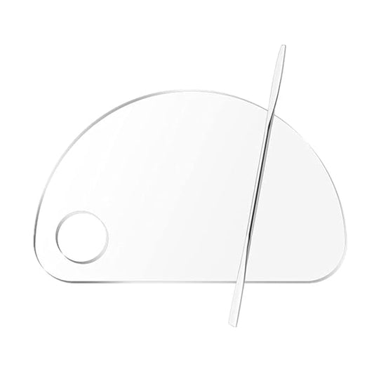 Set of 2 Semicircle Acrylic Makeup Palette and Metal Spatula Acrylic Cosmetic Palette Cosmetic Artist Palette Mixing Palette with Spatula Nail Art Eye Shadow Lipsticks Mixing Makeup Tools