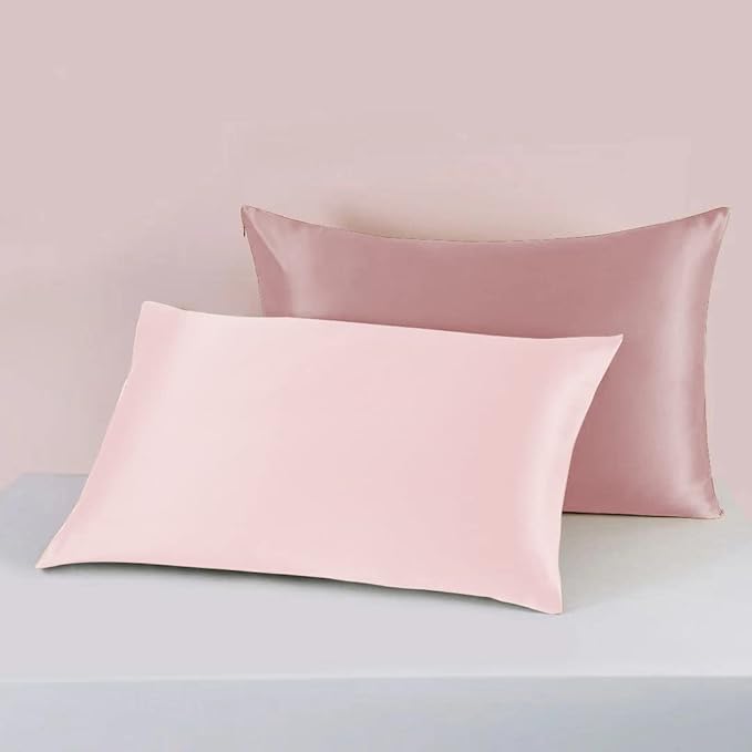 25 Momme Premium Mulberry Silk Pillowcase for Hair and Skin | Handcrafted Hypoallergenic & Anti-Acne Silk Pillow Cases with Zipper | King - 20" x 36", Rose Water