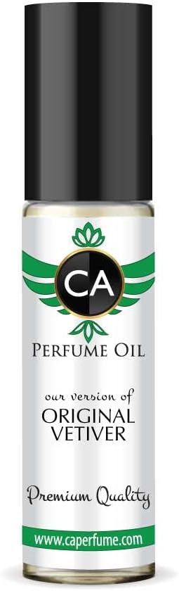 CA Perfume Impression of Original Vetiver For Men Replica Fragrance Body Oil Dupes Alcohol-Free Essential Aromatherapy Sample Travel Size Concentrated Long Lasting Attar Roll-On 0.3 Fl Oz/10ml