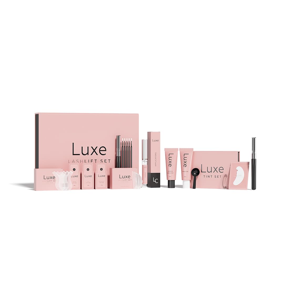 Luxe Cosmetics - Lashlift + Brown Color Kit for Eyelashes - Brown and Curled Eyelashes up to 8 Weeks - Complete set DIY at Home - 3 Lashlift Applications
