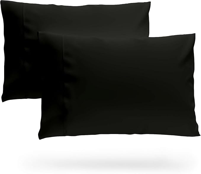 SKY BEDDINGS Queen Pillowcase Set of 2 - Soft Brushed Microfiber Pillow Cases with Envelope Clouser - Wrinkle-Free, Fade-Resistant Pillow Covers - 20 x 30 Inches, Black