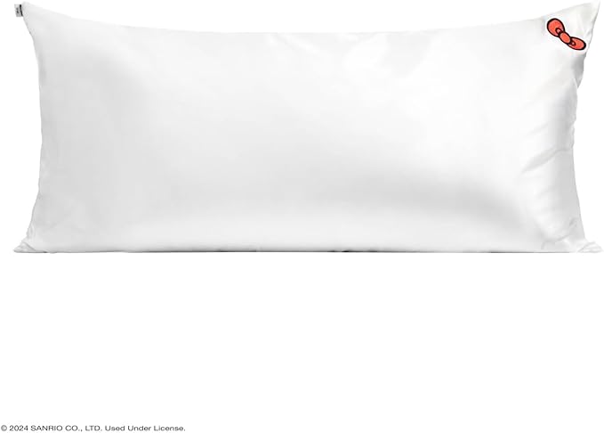 Kitsch x Hello Kitty Pillow Case Ivory – Toddler Bed Time Satin Pillowcase with Zipper – Soft Cooling Pillow Cover for Hair & Skin – Better Than Silk Pillowcase – King Size 19x36
