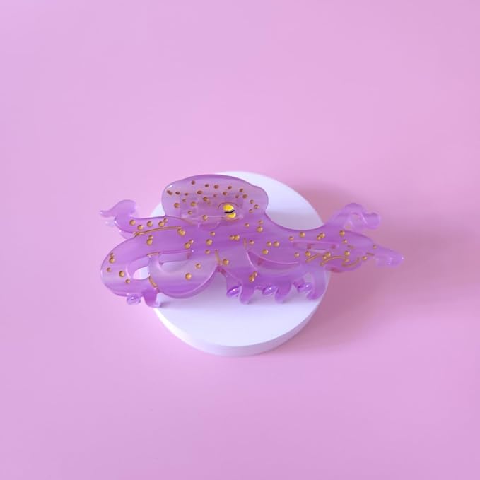 Cute Purple Octopus Hair Clips,Novelty Acetate Ocean Octopus Claw Clip,Pack of 2