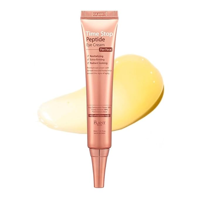 THE PLANT BASE Time Stop Peptide Eye Cream for Face 30ml | Rose 36% + Honey 10% + Peptide | Wrinkle Cream | Revitalizing | Extra Firming | Radiant Finish | Skin Refining | So radiant