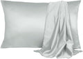 uxcell 2 Pack Silk Satin Pillowcase for Hair and Skin, Cool, Silky, Soft Breathable Pillow Cases King Size 20x36 Inch Sateen Pillowcase Light Gray with Envelope Closure