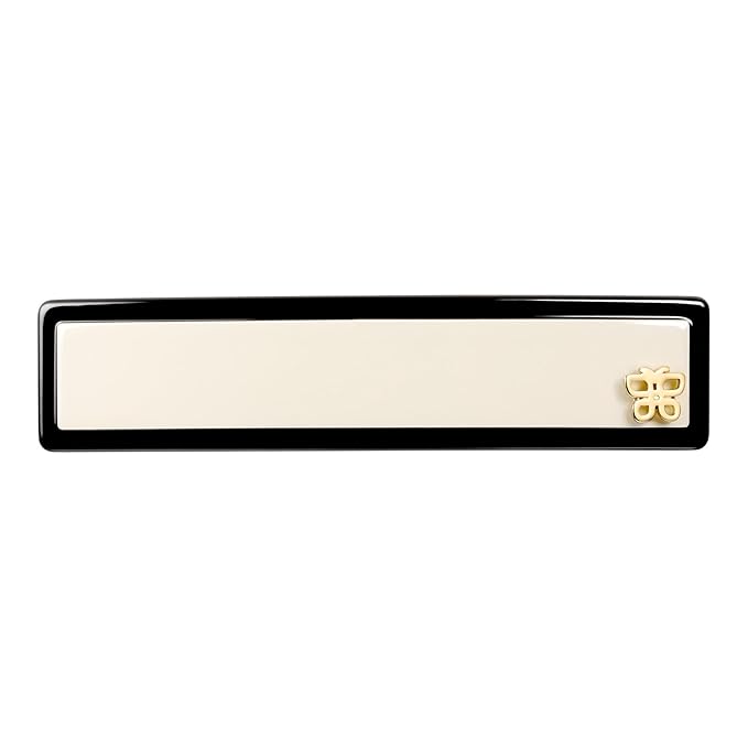 SHE'S FREE STYLE JUST FOR YOU [Chanel-style] Hair Barrettes for Women, Acetate Resin Barettes, Classic Black & White, French Hair Accessories for Thin Hair, Anti-Slip for Half-Hair (Middle,3.5 inch)