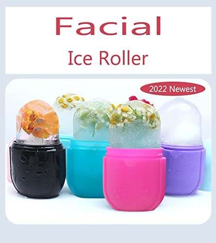 Ice Roller for Face and Eye,Facial Beauty Ice Roller Skin Care Tools, Facial Cube, Gua Sha Face Massage, Silicone Ice Mold for Beauty (Blue)