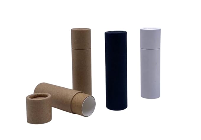 GreenWay 0.3oz / 8.5g Kraft Paperboard Lip Balm Tubes with Lids - 25 Pack Lip Gloss Tubes Refillable DIY Cosmetic Containers - Lip Balm Containers Chapstick Tubes Empty Holder Tubes - Brown