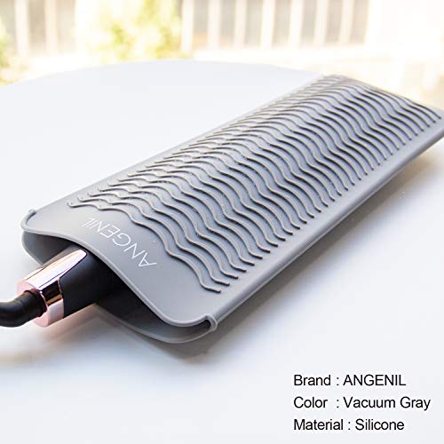 ANGENIL Professional Silicone Heat Resistant Mat Pouch for Hair Straightener, Curling Iron and Flat Iron, Portable Travel Mat and Cover for Hair Styling Tools, Grey
