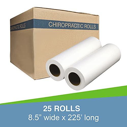 Headrest Rolls, 25-Pack - 8.5" x 225' - Premium Smooth 16 Pound Paper - Disposable Face Cradle Surface Spool for Medical, Exam and Chiropractic Tables