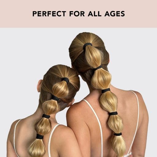 Kitsch Black Hair Ties No Damage - Strong, Stretchy Hair Bands | Soft Nylon Ponytail Holders, Snag-Free Rubber Bands, Perfect for Updos & Braids | Ideal Gifts for Women - Black, 6pcs