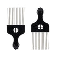 Black Metal Afro Pick Combs for Curly Hair - Detangle & Style Comb for Women and Men, Durable Plastic & Metal, Fist Design for Hair Styling, Perfect for Wigs (2 Pack Hair Comb, Count, 2)