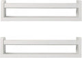 Nursery Book Shelves | Set of 2 Wood Floating Shelves for Kids Room, Kitchen Spice Rack, or Rustic Wall Mounted | Farmhouse Bathroom Décor (White)