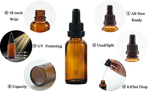 YIZHAO Amber Glass Dropper Bottle 1oz, Tincture Bottles with Glass Dropper, for Essential Oils, Aromatherapy, Cosmetic, Laboratory, Pharmacy, Liquids, Travel –6 Pcs