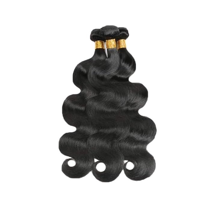 28 30 32 Inch Color 1B Body Wave Bundles Natural Black Human Hair Bundles Niegmeag Brazilian Virgin Remy Hair Extensions Double Weft Soft and Silky Body Wave Bundle Hair Weave