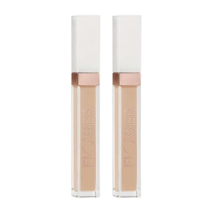 FLOWER Beauty Light Illusion Full Coverage Concealer | Hydrating, Weightless Formula Conceals, Corrects, Covers Dark Circles, Imperfections, Fine Lines and Fatigue | All-Day Wear – Sand (Pack of 2)