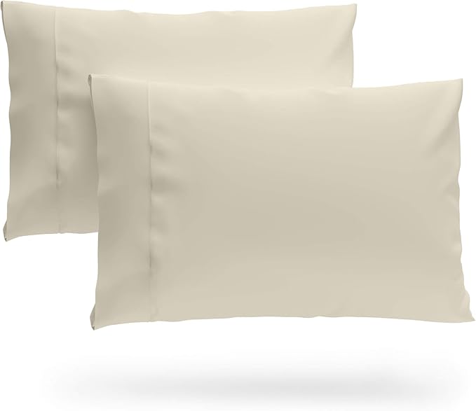 SKY BEDDINGS King Pillowcase Set of 2 - Soft Brushed Microfiber Pillow Cases with Envelope Clouser - Wrinkle-Free, Fade-Resistant Pillow Covers - 20 x 40 Inches, Ivory
