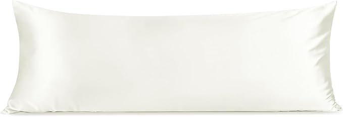 INFIIXSO Body Pillow Cover with Zipper, Luxury Mulberry Silk Body Pillow Case 20x54 Inches, Ultra Smooth and Soft Cooling Long Pillowcase, Gift for Women, Men(Cream)