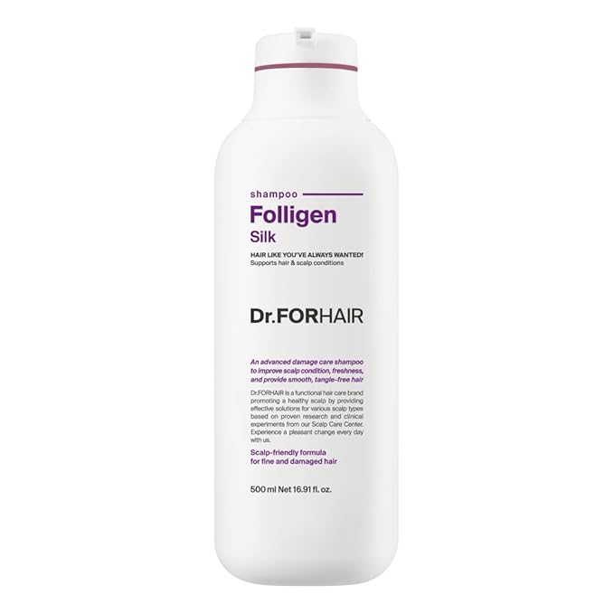 Dr.FORHAIR Folligen Silk Shampoo 500 ml/16.9 fl. oz. | Damaged Scalp And Hair Care | Hair Strengthening | Protein care | Smooths and Softens Rough Hair | Hypoallergenic