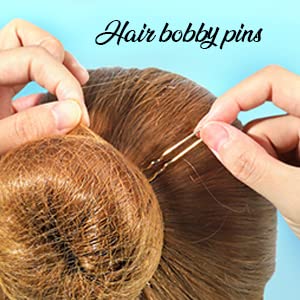 Teenitor Hair Nets and U-Pins Set - 40 Invisible Mesh Nets with Elastic Edge, 80 U-Shaped Pins for Ballet Buns, Sleeping, Wigs (Dark Blonde)