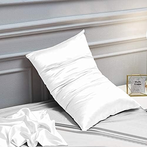NTBAY 2 Pack Satin King Pillowcases for Hair and Skin, Luxurious and Silky Pillow Cases with Envelope Closure, 20x40 Inches, White