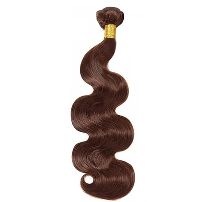 28 Inch Brown Bundles Human Hair Color 4 Body Wave Bundles Niegmeag Brazilian Virgin Soft and Silky Remy Hair Extensions Dark Brown Body Wave Bundle 100g