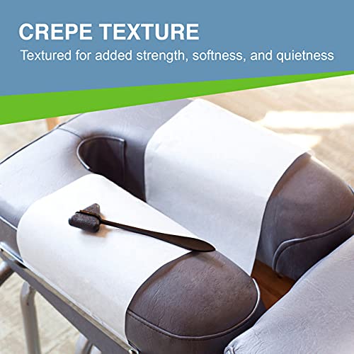 25-Pack 8.5" x 125' White Crepe Finish 17 Pound Paper Headrest Paper Rolls for Medical, Exam and Chiropractic Tables