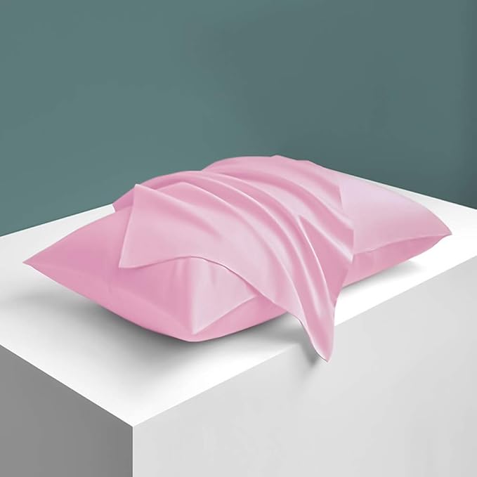 NTBAY Zippered Satin Pillow Cases for Hair and Skin, Luxury King Hidden Zipper Pillowcases Set of 2, 20x36 Inches, Light Pink