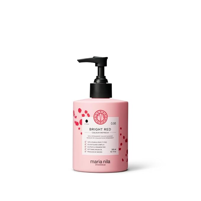 Maria Nila Color Refresh Bright Red, 10.1 Fl Oz / 300 ml, Red Color Bomb, Semi-Permanent Pigments, 100% Vegan & Sulfate/Paraben free