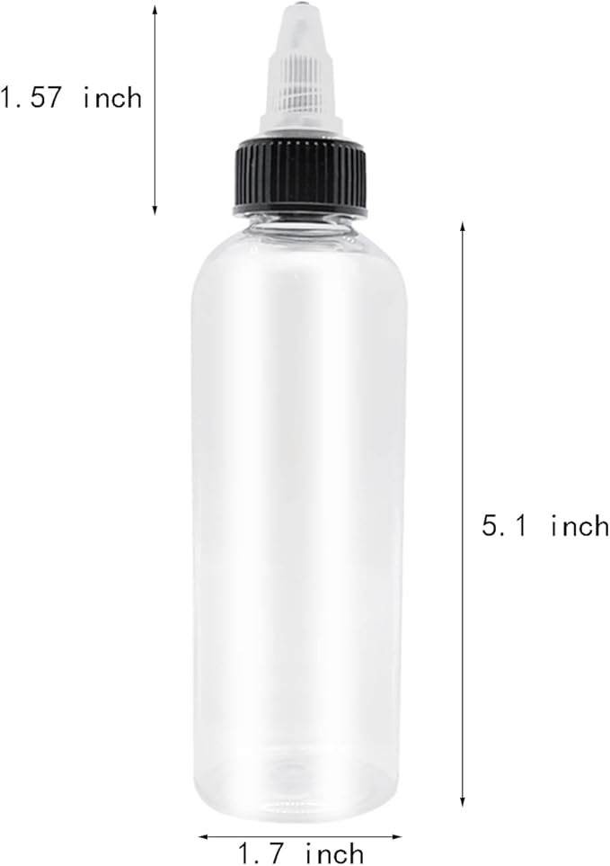 4 Pcs Dispensing Bottles, 5oz Plastic Boston Squeeze Bottles with Twist Top Cap