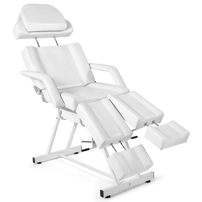 Artist hand Massage Table Facial Bed Massage Bed for Eyelash Extensions Salon Chair with Tray,Split Footrests(White)