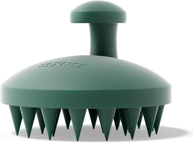SXNSE - Revive Silicone Scalp Massager, Forest - Manual Hair & Scalp Scrubber for Dandruff, Buildup, Itch, & Hair Growth - Soft Exfoliating Silicone Bristles for Wet & Dry Hair, Flake-Free Finish