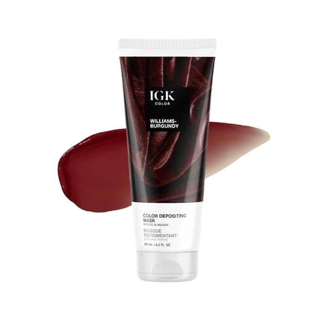 IGK Hair Gloss Toner & Color Depositing Mask | Intense Burgundy Semi-Permanent | Vegan + Cruelty Free | Williams Burgundy