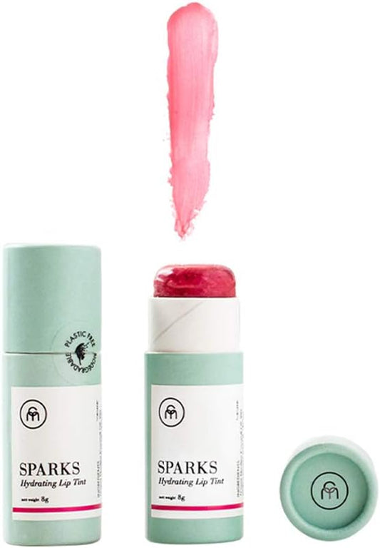 Coconut Matter Lip Balm – Handmade Vegan Coconut Lip Balm with Rose Pink Tint - Hydrating Lip Balm with Natural Coconut Oil, SPARKS