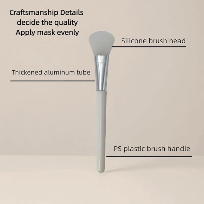 1 Set, 5 Pcs Silicone Mask Applicators, Multiple Silicone Brush Heads, Soft and Flexible, White Color, For Clay Masks, Aloe Vera Gel, Lotion and more