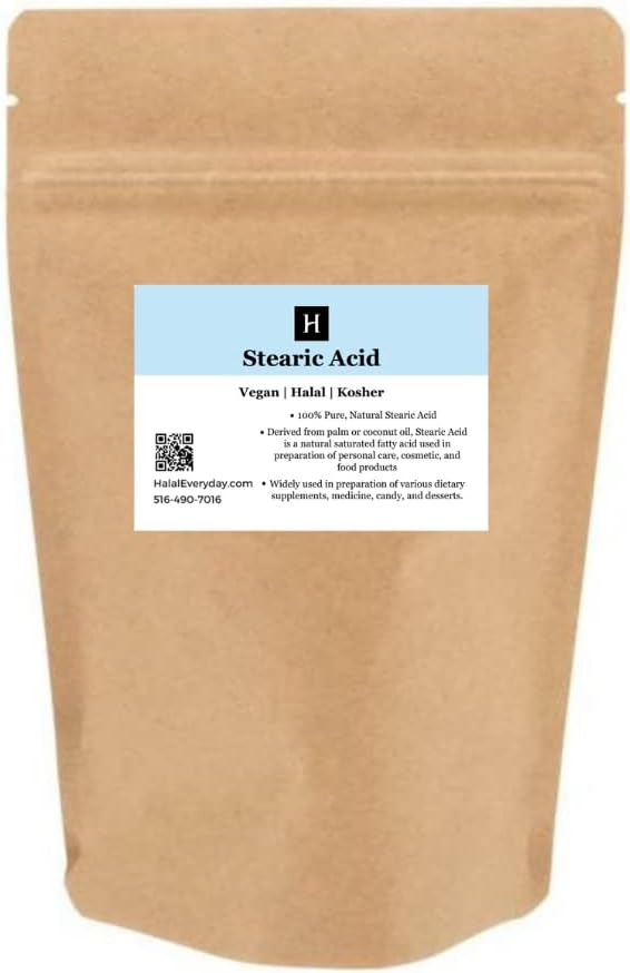 Stearic Acid 16 Oz (Triple Pressed) - Food and Cosmetic Grade - All Natural - Halal (1lb)