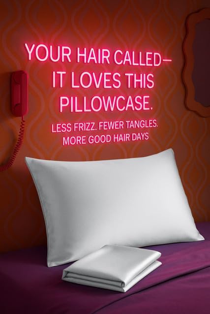 BLISSFORD Satin Pillowcase with Zipper for Hair and Skin Care, Feels Soft and Cool Like a Silk Pillowcase, White Satin Pillow Cases 2 Pack, Slik Pillow Cover, Queen Size - Set of 2