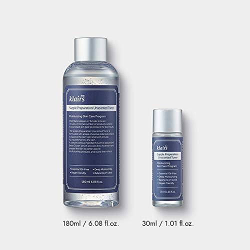 [DearKlairs] Supple Preparation Unscented Toner 1.01 Fl Oz, Soothing, Fast Absorbing, Non-Irritating, Fragrance-Free, Trial Size, K-Routine