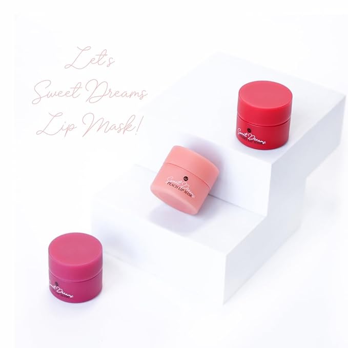 Sweet Dreams Mini Lip Mask 5g(3 Set)- Nourishing, Plumping and Hydrating Lip Balm | Vegan Lip Sleeping Mask | Korean beauty | Hyaluronic Acids + Vitamin C + Shea Butter + Antioxidants-CherryBerryPeach