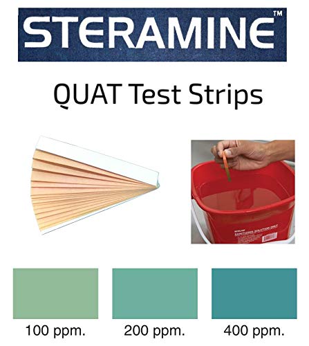 Steramine Quat Test Strips for Food Service by FryOilSaver Co., 10 x 15 Litmus Paper, 150x QT-10 Test Strips Measures 0-400 PPM, Color Chart for Testing Steramine Quaternary Tablet Sanitizing Solution