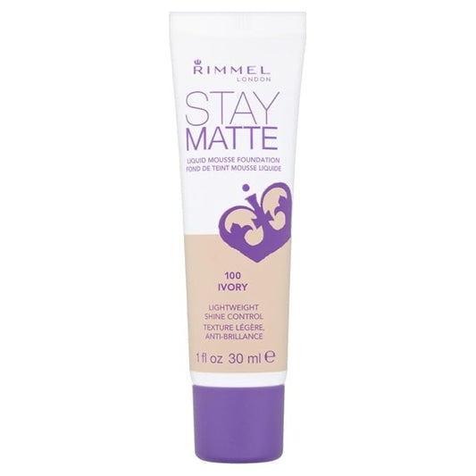 Rimmel London Stay Matte Liquid Mousse - 091 Light Ivory - Foundation, Lightweight, Shine Control, Oil-Free, 1oz